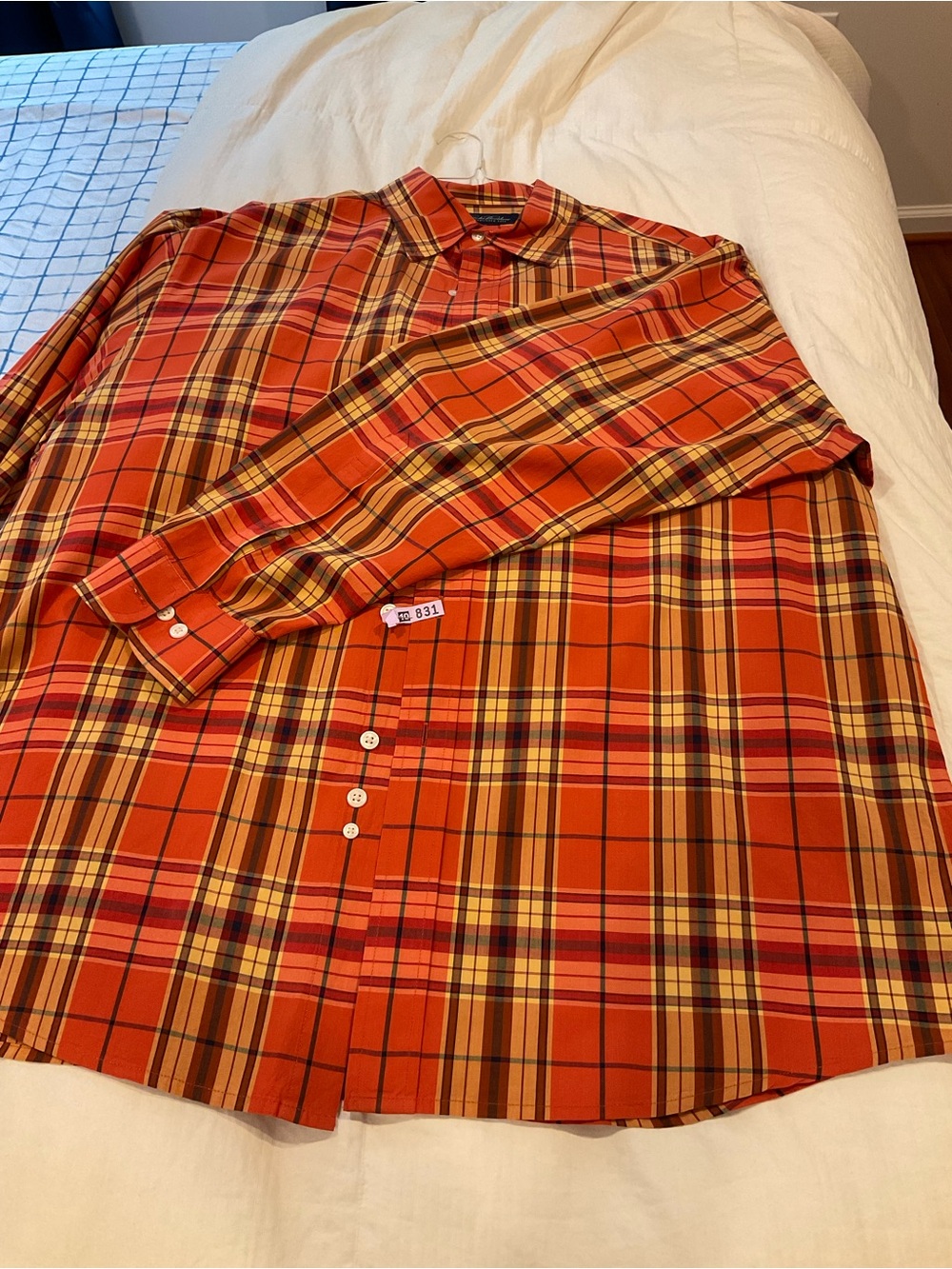 Brooks Brothers Orange Plaid Button Down - Size XL